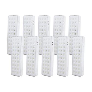 Imagem de Kit 10 Luminária de Emergência Bivolt 30 Leds Super Slim Segurimax