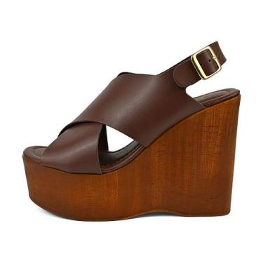 Imagem de Ana Bela Sandália Feminina Plataforma Moderna Praiana Amadeirado Macia