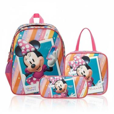 Imagem de Kit Mochila Costas+ Estojo Duplo+ Lancheira Minnie Mouse R1