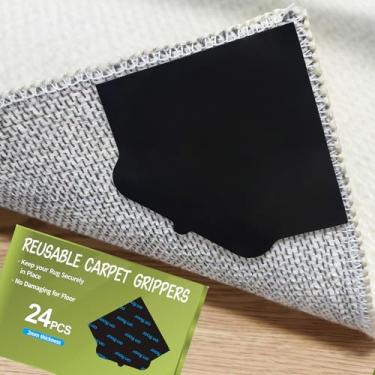 Imagem de NANPINGRUG 24 peças de tapetes antiderrapantes, fita de carpete e fita para pisos de madeira, adesivo extra grosso e dupla face para proteger os tapetes em azulejo e laminado, sem resíduos