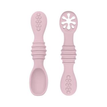 Imagem de Conjunto De Talheres De Silicone Macio Para Bebês, Colher E Garfo, Gra