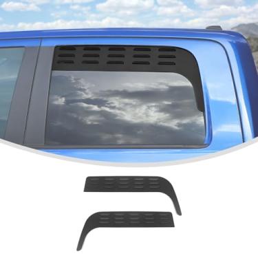 Imagem de Linskip Persianas de ventilação de janela traseira de alumínio compatíveis com Dodge RAM 1500 2009-2017 Crew Cab, defletores de chuva com persianas para janelas de porta traseira, acessórios externos