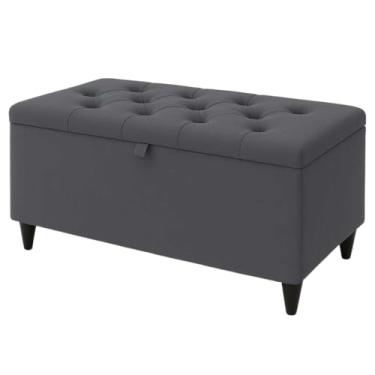 Imagem de PUFF VELUDO PÉ DE CAMA PORTA OBJETOS BRINQUEDOS SAPATOS CASA DECORAÇÃO (cinza)