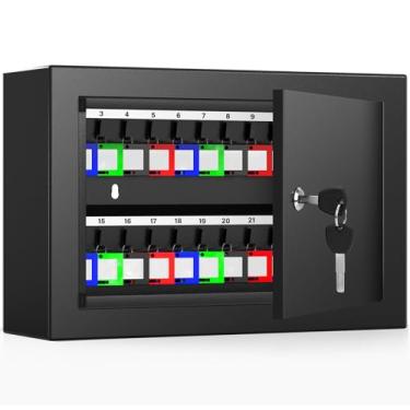 Imagem de Oepmoc Caixa de bloqueio de chave de 40 chaves, armário anti-roubo com etiquetas de chave, suporte de parede organizador de chaves para carro, garagem, casa, aluguel de escritório, negócios