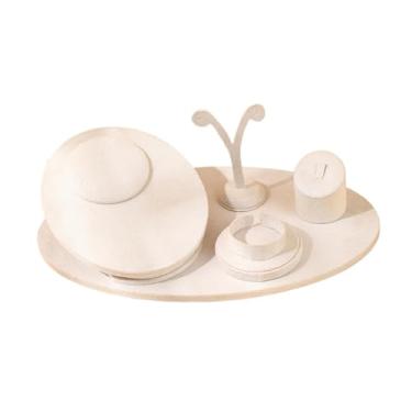 Imagem de simhoa Suporte para Exibição de Joias, Ornamentos, Colares, Bustos e Anéis: Elegante e Multifuncional, Ideal para Feiras, Expositor de Quarto, Penteadeira, Bege