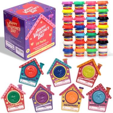 Imagem de Waybla 28 Pack Valentine’s Day Cards for Kids with Modeling Dough – Fun Classroom Gifts for Toddlers & Preschoolers – Perfect for School Exchanges & Parties