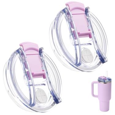 Imagem de Bluwing Tampa de copo de substituição de 1,134 g para Stanley Quencher 1,134 g, 2 peças de tampa de copo de substituição reutilizável para Stanley Quencher 2.0 g e copo ProTour (Roxo)
