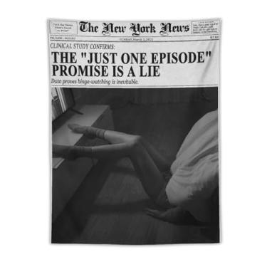 Imagem de Tapeçaria vintage estilo manchete chique mulher moda fotografia preto branco arte de parede para dormitório apartamento quarto 76 x 101 tapeçaria