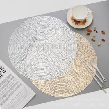 Imagem de Kit Jogo Americano PVC Antiderrapante Mesa Posta Resistente ao Calor 45x30cm Elegante(Redondo Aleatório,4 Peças)