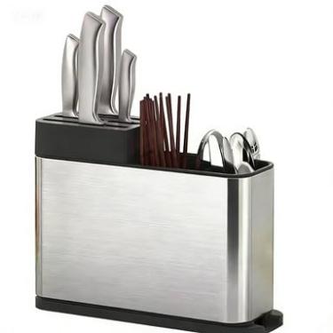 Imagem de Escorredor de Talheres com Suporte de Facas – Aço Inoxidável, Drenagem Rápida e Design Moderno