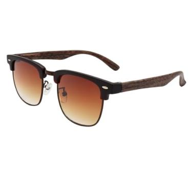 Imagem de Óculos de Sol Premium Club Clássico Retrô Oldstyle Vintage Steampunk Hastes de Madeira UV400 Unissex Masculino Feminino - Modelo Lyon - Cacife Brand (Marrom)