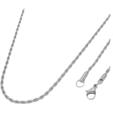 Imagem de Cordão Masculino Prata Aço Inox – Corrente Trançada Clássica Aço Inox 316L