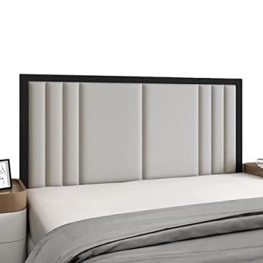 Imagem de Cabeceira estofada painel de parede autoadesivo moderno minimalista couro sintético painéis de parede para cama king, casal e queen (cor: cinza, tamanho: 180 cm)