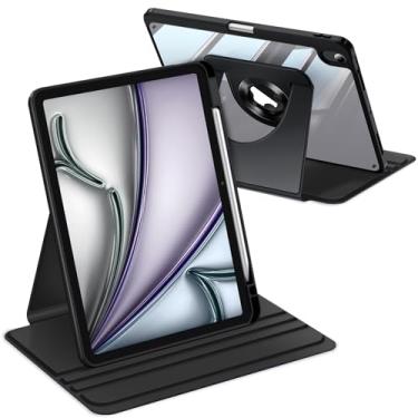 Imagem de Fintie Capa giratória de 360 graus para iPad Air de 11 polegadas M3 (2025)/M2 (2024), iPad Air 5ª (2022)/4ª geração de 10,9 polegadas - Suporte protetor giratório transparente com suporte para lápis