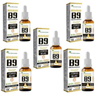 Imagem de Kit 5 Metilfolato Maxfol B9 B6 e B12 Frutas 5x30ml Flora - Flora Nativ