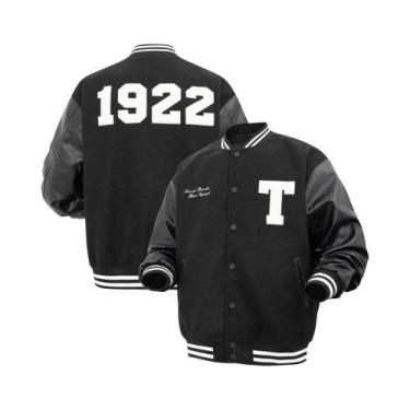 Imagem de Jaqueta Vintage Masculina Em material sintético Estilo Letterman Leve,