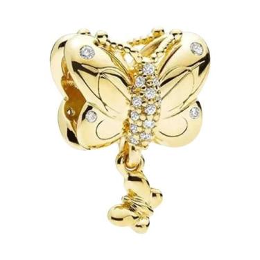 Imagem de Pingente Charmoso Dourado Brilhante Para Joias De Prata Esterlina Euro