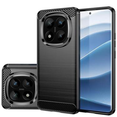 Imagem de Gufuwo Capa para Xiaomi Redmi Note 14 Pro Plus 5G, fina de fibra de carbono, capa traseira macia de TPU antiarranhões, à prova de choque, capa protetora para Xiaomi Redmi Note 14 Pro+ 5G preta