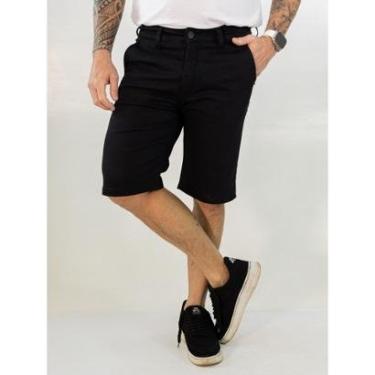 Imagem de Bermuda Masculina Sarja Preta Slim Bolso Social Elastano Anticorpus-Masculino