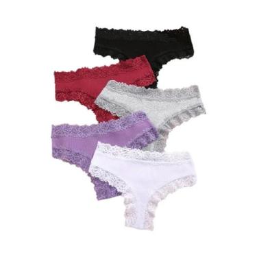 Imagem de Calcinhas Brasileiras De Algodão Com Renda plus Size, Sem Costura, Cin