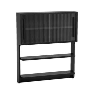 Imagem de Armários de cozinha montados na parede para restaurantes - soluções de armazenamento elegantes, prateleiras de parede integradas e caixa de armazenamento de cosméticos, design que economiza espaço (B