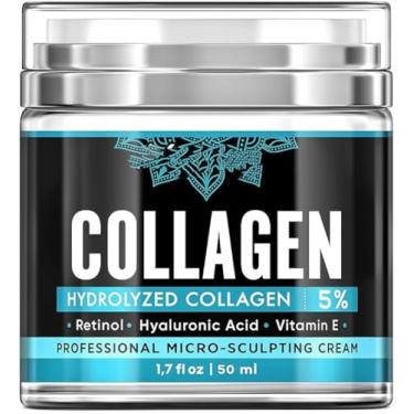 Imagem de Creme de colágeno para o rosto - Creme facial antienvelhecimento para mulheres noturnas, rugas com retinol ácido hialurônico firmador e efeito hidratante, 50 ml