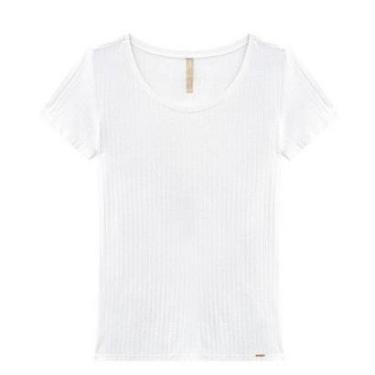 Imagem de Blusa Manga Curta Canelada Básica Feminina Lunender 00400 Branca-Feminino