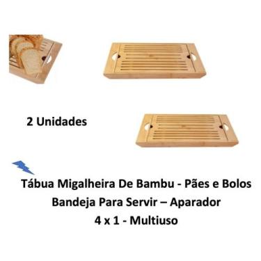Imagem de 2 Tábua Migalheira Bambu Pão Bolo Bandeja Aparador Multiuso - Clink