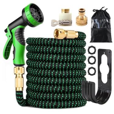 Imagem de Mangueira de irrigação de jardim, mangueira de jardim extensível, mangueira flexível, equipada com pulverizador de 10 funções, à prova de vazamento, impermeável, para uso em jardim externo (7,6 m)