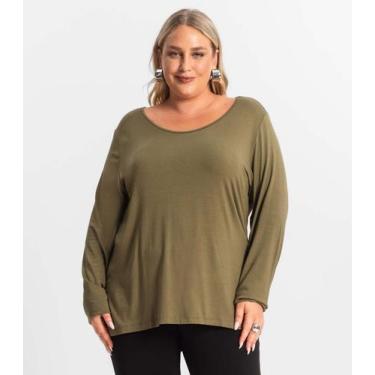 Imagem de Blusa Manga Longa Viscotorcion Secret Glam Verde, Plus G4, Verde