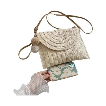 Imagem de Bolsa De Praia Elegante Para Mulheres, Clutch De Palha Artesanal Com A