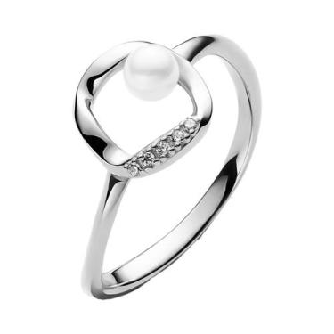 Imagem de Anel Feminino De Prata Esterlina 925 Com Mini Snoopy, Diamante Rosa De