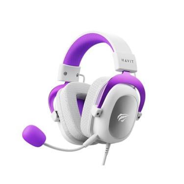Imagem de Havit Headphone Fone de Ouvido H2002d Purple, Gamer, com Microfone, Falante 53mm, Plug 3, 5mm: compatível com XBOX ONE e PS4, HAVIT, HV-H2002d Cor Roxo e Branco