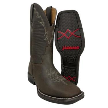 Imagem de Bota Texana Masculina Jácomo Bico Quadrado Couro Crazy Havana Ref2391F