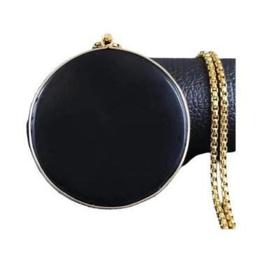 Imagem de Colar De Obsidiana Negra Para Homens Em Aço Inoxidável Com Pingente De