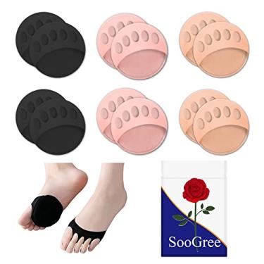 Imagem de SooGree Almofadas de bola de pé (6 pares) – Meias invisíveis para mulheres e homens, almofadas reutilizáveis para alívio da dor no antepé