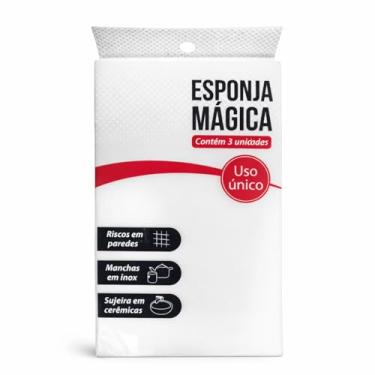 Imagem de Esponja Mágica Uso Único 3 Unidades Remove Riscos em Paredes Manchas em Inox e Sujeira em Cerâmicas Tira Manchas Limpa Tenis Chao