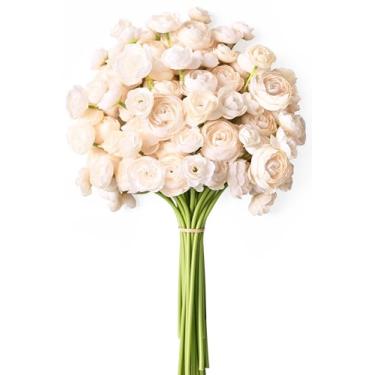 Imagem de Waipfaru Flores artificiais de ranúnculo, 18 peças, peônias falsas de 35 cm, flores artificiais para vaso de seda, toque real, peônia sintética, volume para buquê de casamento, decoração de chá de