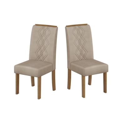 Imagem de Cadeira De Jantar Ayla Conjunto Com 2 Cadeiras Freijó Com Veludo Creme