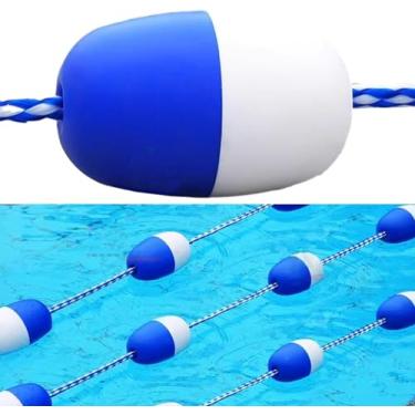 Imagem de Divisores de pista de piscina de 14 metros – Kit de corda de segurança e boia flutuante para marcação de piscina, linhas de barreira flutuantes duráveis para treinamento de natação e competição, ideal