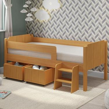 Imagem de Cama Solteiro Quarto Bella Com 2 Baús Escada E Colchão Nature Nature