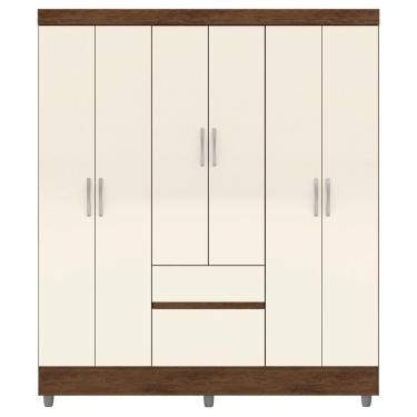 Imagem de Guarda Roupa Casal 6 Portas 2 Gavetas 153 Cm 10091 Vlr Imbuia Champanhe