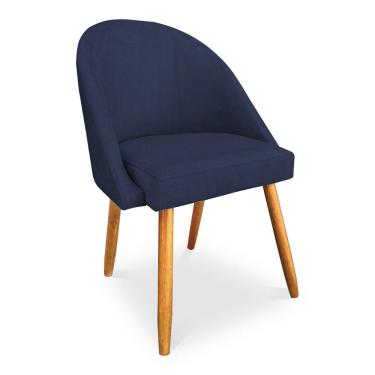 Imagem de Cadeira De Jantar Bela Suede Pés Palito Castanho Azul Marinho