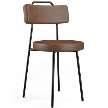 Imagem de Cadeira Decorativa Estofada Para Sala De Jantar Barcelona L02 Couríssimo Marrom