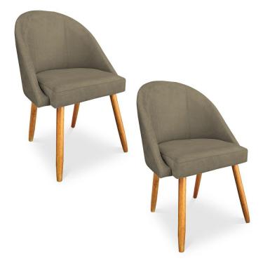 Imagem de Kit 02 Cadeiras Jantar Bela Suede Pés Palito Castanho Marrom Rato