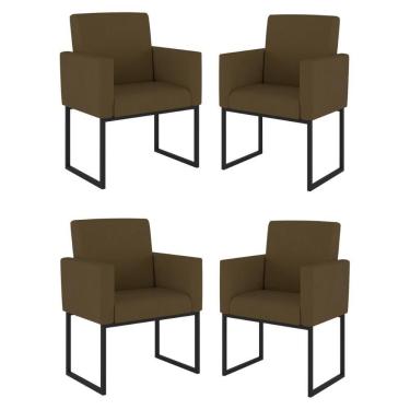 Imagem de Kit 04 Cadeiras Poltrona Decorativa Para Sala Quarto Balaqui Marrom