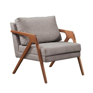 Imagem de Poltrona Mona Luxo Madeira Maciça Castellar Móbile Linho Cinza Linho Cinza