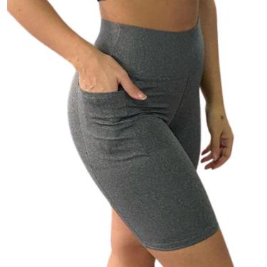 Imagem de Bermuda Modelo Ciclista Suplex Cós Alto Com Bolsos Laterais-Feminino