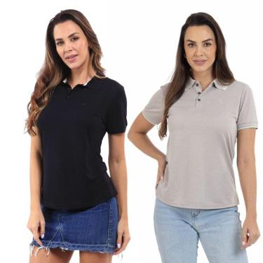 Imagem de Kit 2 Camisa Polo Feminina Piquet Viscose Casual