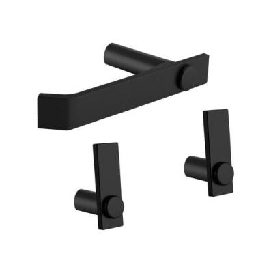 Imagem de Kit De Acessórios Para Banheiro Aço Inox Preto Fosco 2020PM Patmos - G